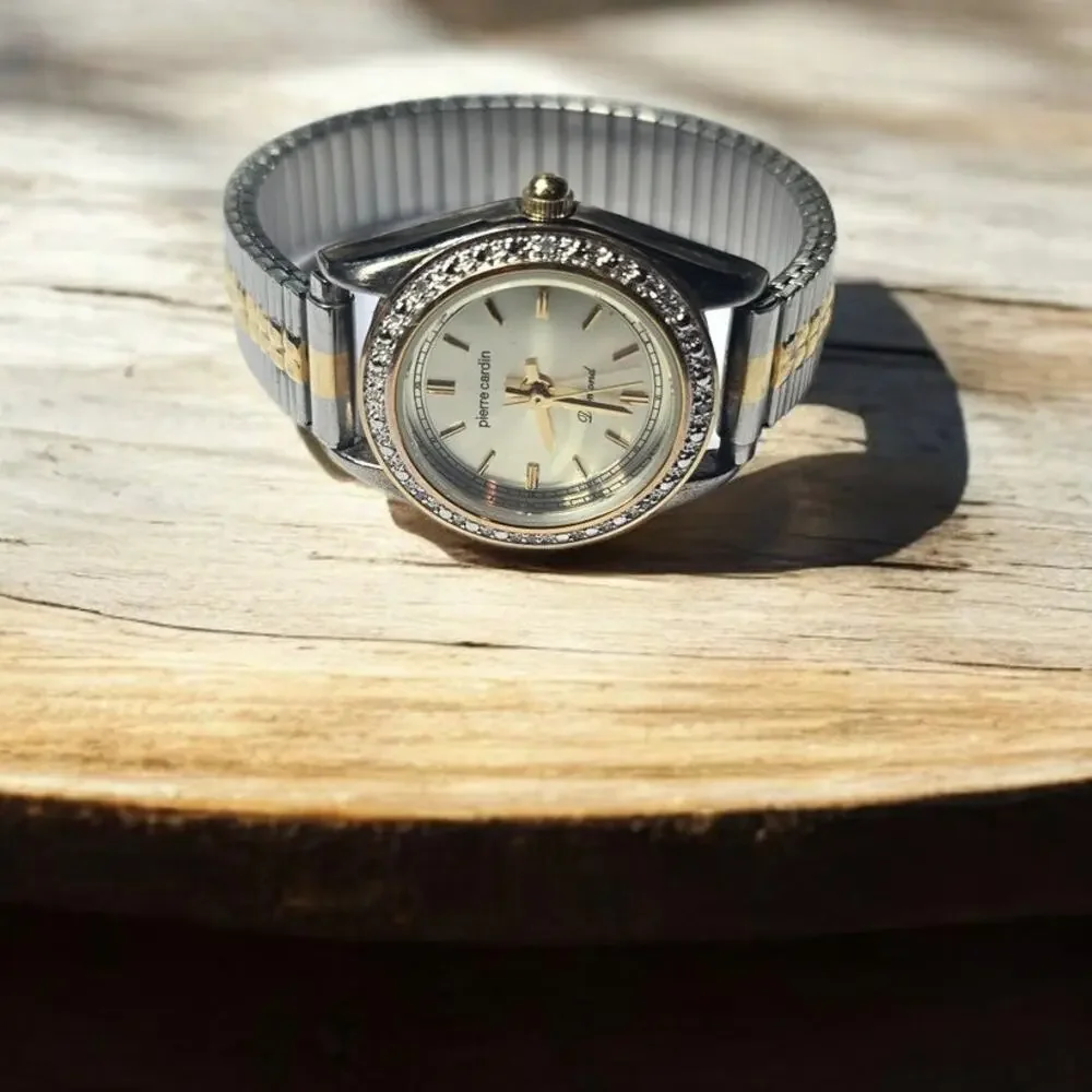 Pierre Cardin Diamond Bezel Two Tone Watch Gold Silver Tone - Executive Elegance